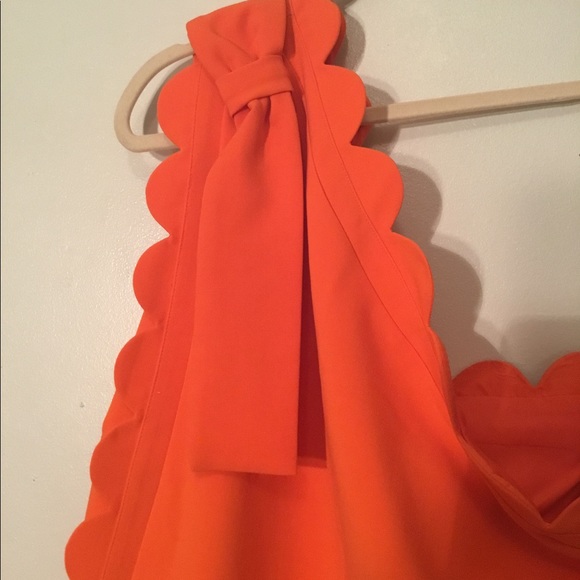 Victoria Beckham Orange Scalloped Ruffle Dress - Picture 5 of 6